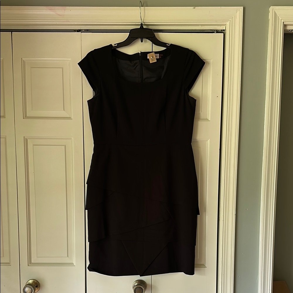 Calvin Klein Black Sheath Mini Dress Cap Sleeve